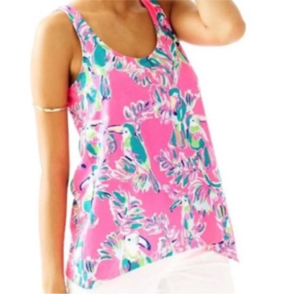 Lilly Pulitzer Monterey Tank Top Toucan Dragonfruit pink S